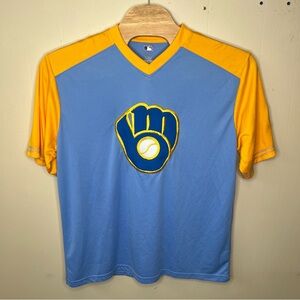 Majestic Cooperstown Collection Milwaukee Brewers Retro Logo Jersey Shirt XL
